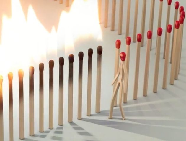 Allumettes expliquant la contagion et le confinement